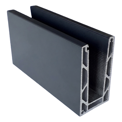 Kozza KE 100 – perfil U para barandillas de vidrio completas 5000 mm gris oscuro 000-862 (1)