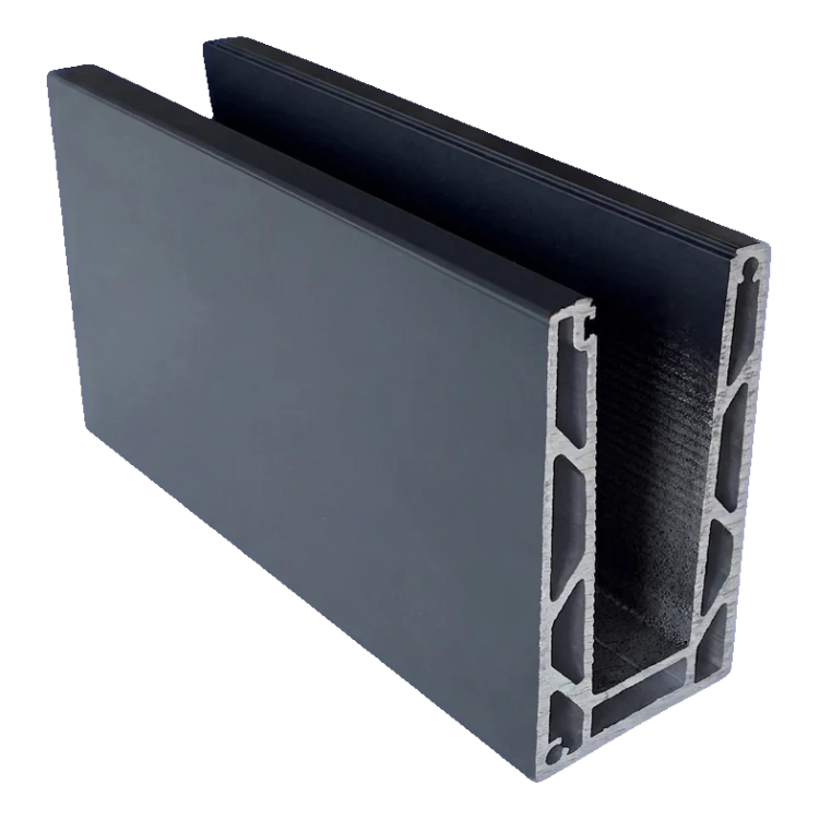 Kozza KE 100 – perfil U para barandillas de vidrio completas 5000 mm gris oscuro 000-862 (1)