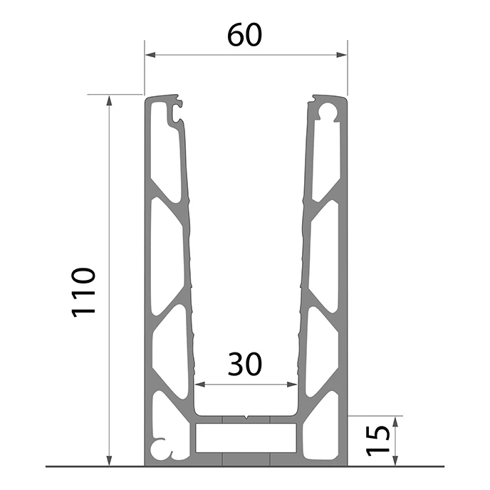 Kozza KE 100 – perfil U para barandillas de vidrio completas 5000 mm gris oscuro 000-862 (5)