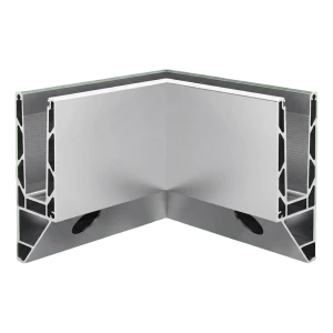 Kozza KE 120 – perfil en U esquinero 90° interior para barandillas de cristal completo, fijación lateral