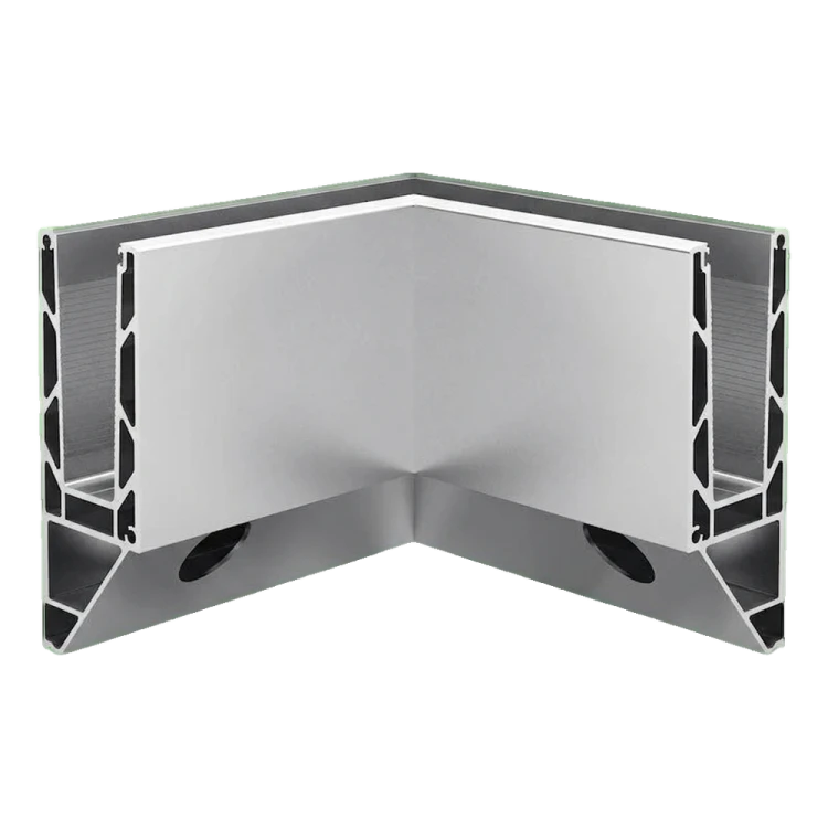 Kozza KE 120 – perfil en U esquinero 90° interior para barandillas de cristal completo, fijación lateral 000-873 (1)
