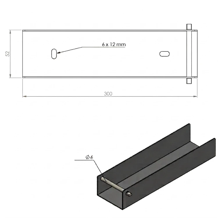 Perfil U conector soporte para basamento 300x50 marrón GPV-700-55 (3)