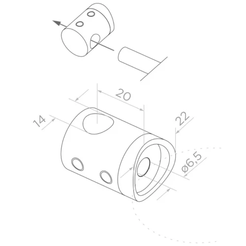 PSG soporte pasante para balaustrada para varilla fi 14 mm – tubo 42,4 mm AISI 304 satinado 000-905 (2)