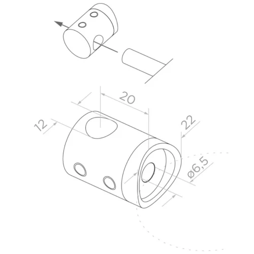 PSG soporte pasante para varilla Ø 12 mm – fijación a tubo 42,4 mm, AISI 304 pulido 000-901 (2)