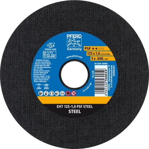 PFERD EHT 125-1,0 PSF Steel – disco de corte para acero 125 x 1,0 mm 000-946 (1)