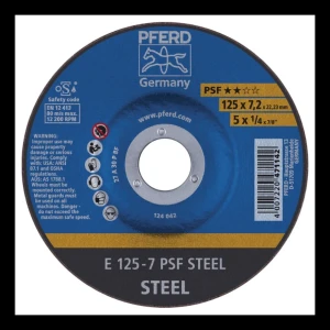 PFERD E 125-7 PSF STEEL – disco para amolar acero 125 × 7,2 mm (paquete de 10 unidades)