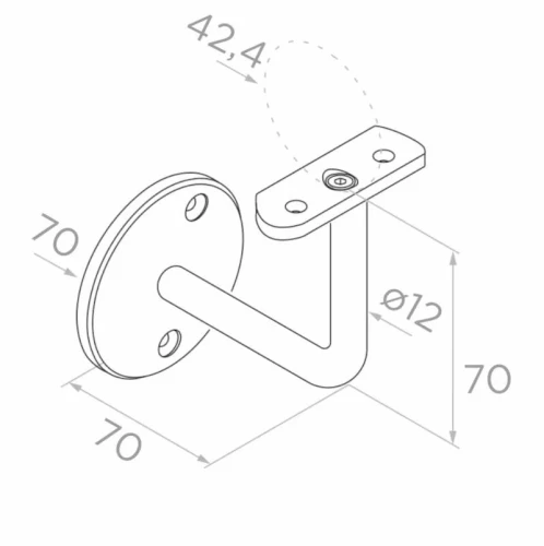 Soporte de pared para pasamanos de barandilla Ø 42,4 mm – acero inoxidable AISI 304 satinado 001-014 (2)