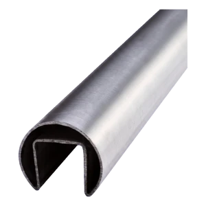 Pasamanos sobrepuesto en cristal ø 42,4 mm AISI 304 satinado – barandilla de cristal completo, L=2500 mm