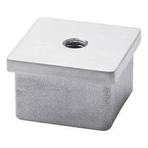 Tapón plano de empuje para perfil 40x40 mm con rosca M8, AISI 304 satinado