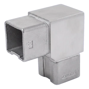 Codo 90° para perfil de barandilla 40x40 mm – acero inoxidable AISI304, satinado