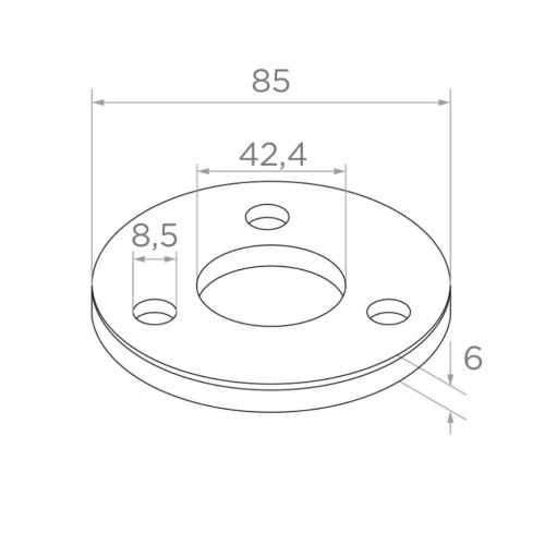 Base de poste de barandilla para soldar fi 85 mm – acero inoxidable AISI 304 satinado, sistema 42,4 001-188 (2)
