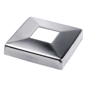 Roseta de enmascaramiento cuadrada 108×108 mm para perfil de barandilla 40×40 – acero AISI 316 satinado