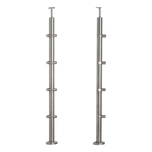 PSG poste de balaustrada esquinero de acero inoxidable AISI 304 ø42,4 mm H1060 mm con soportes para tubos ø12 mm