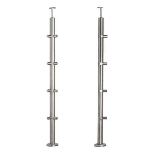 PSG poste de balaustrada esquinero de acero inoxidable AISI 304 ø42,4 mm H1060 mm con soportes para tubos ø12 mm 001-206 (1)