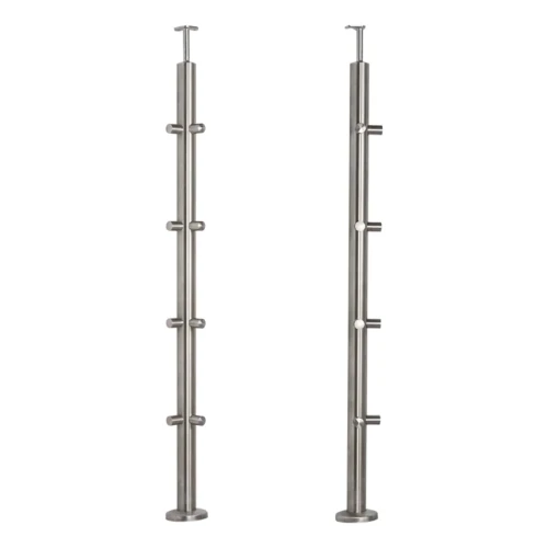 PSG poste de balaustrada esquinero de acero inoxidable AISI 304 ø42,4 mm H1060 mm con soportes para tubos ø12 mm 001-206 (1)