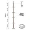 PSG poste de balaustrada esquinero de acero inoxidable AISI 304 ø42,4 mm H1060 mm con soportes para tubos ø12 mm 001-206 (2)