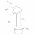 PSG poste de balaustrada esquinero de acero inoxidable AISI 304 ø42,4 mm H1060 mm con soportes para tubos ø12 mm 001-206 (4)
