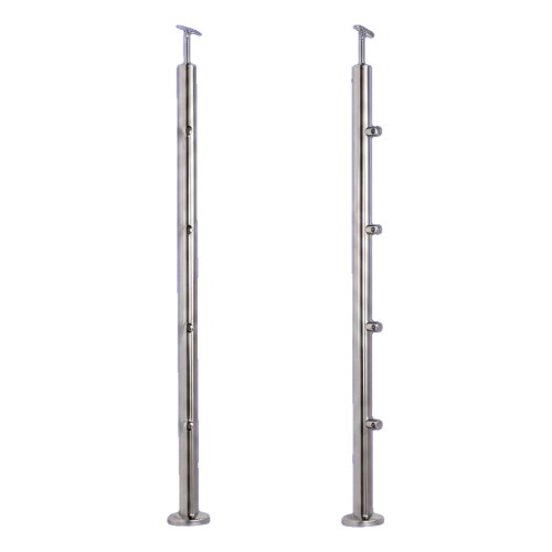 PSG poste de barandilla pasante Ø42,4 mm de acero inoxidable AISI 304 – 4 soportes Ø12, montaje en suelo 001-207 (1)