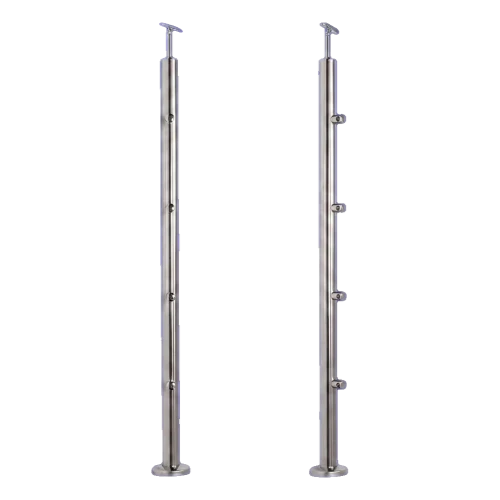 PSG poste de barandilla pasante Ø42,4 mm de acero inoxidable AISI 304 – 4 soportes Ø12, montaje en suelo 001-207 (1)