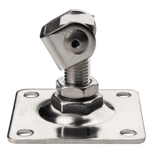 Bisagra regulable PSG para puerta M20 con placa 100×100 mm – acero inoxidable AISI 304