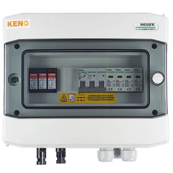 Caja de empalme con protector de sobretensiones DC + AC, 1000V tipo 1+2, 1x cadena PV, 1x MPPT // límite AC tipo 1+2, 16A 3-F, tipo SH-90 DCAC